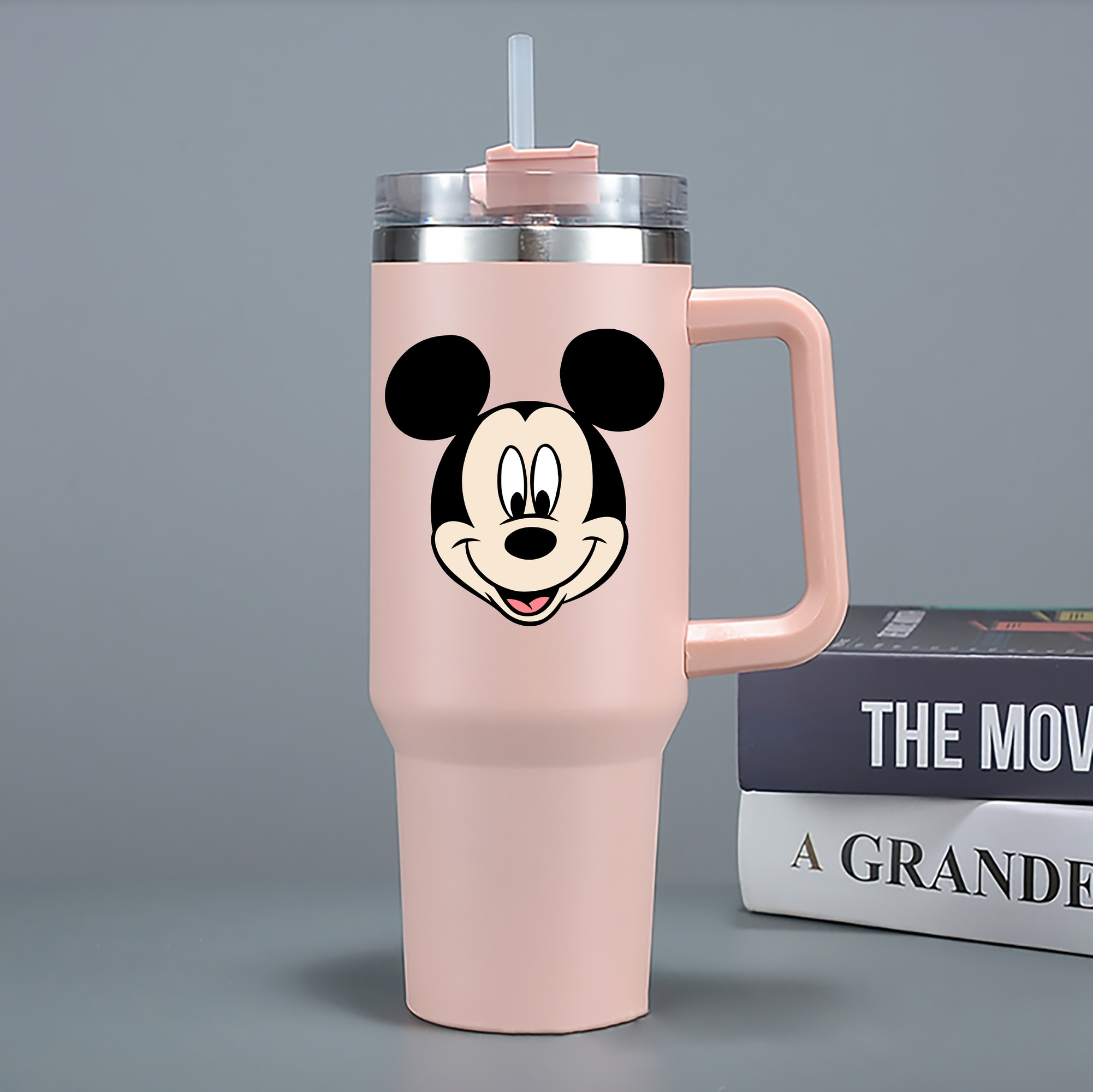 （画像用） ミッキーマウス Mickey Mouse 1200mL車用タンブラー - クリスタルステッカー（プラスチックストロー付き）